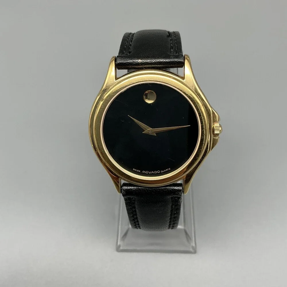 Movado Museum Womens Watch 31mm Black Dial Gold Tone 87-E41-0863 New Battery